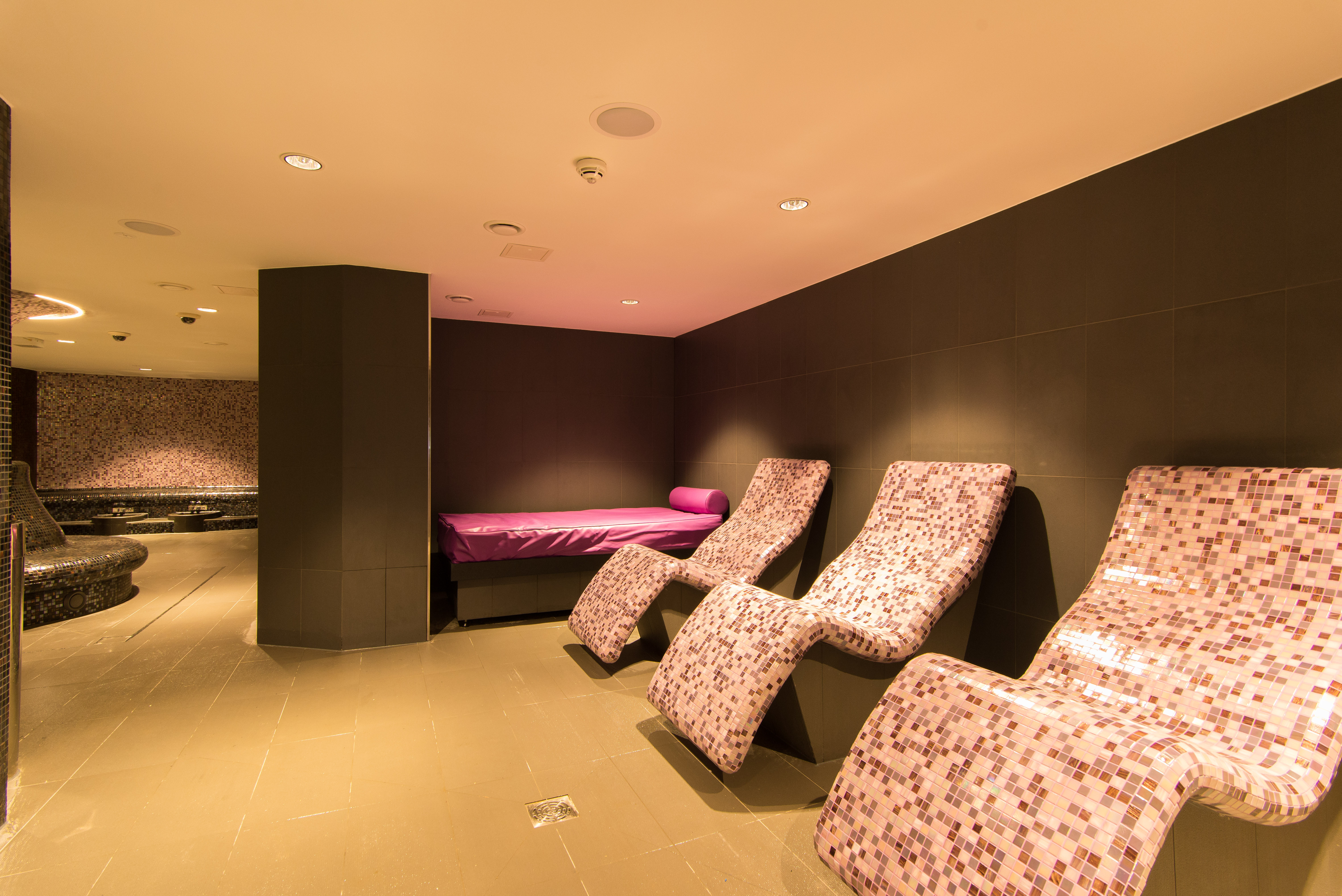 heated loungers in the heat experience suite at One Leisure St Ives