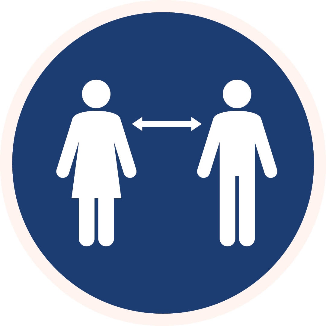safety icon to remind customers to maintain social distancing